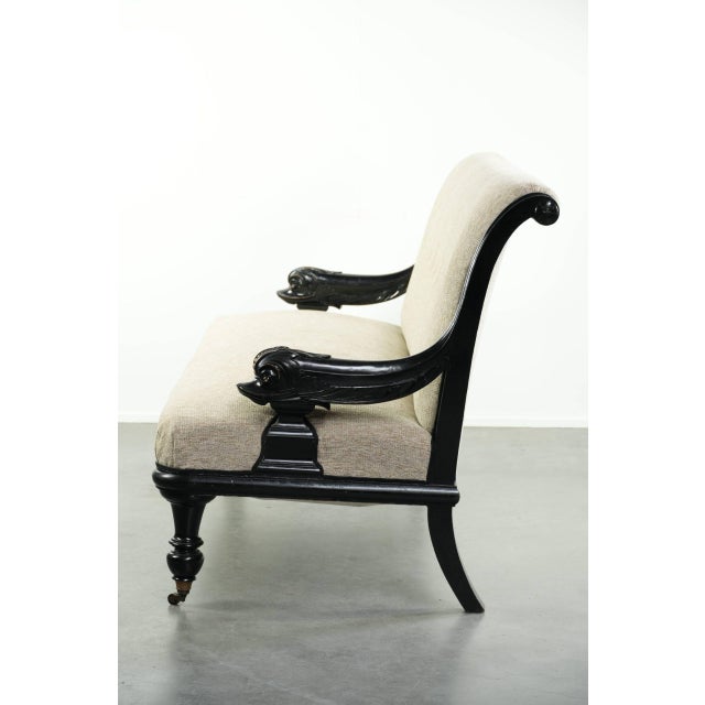 19th Century French Empire Style Sofa with Cream-Colored Upholstery For Sale - Image 4 of 14