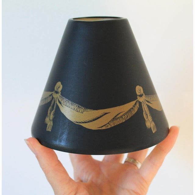 Mid 20th Century Pair of Vintage Tapered Cone-Shaped Toleware Metal Lamp Shades For Sale - Image 5 of 13