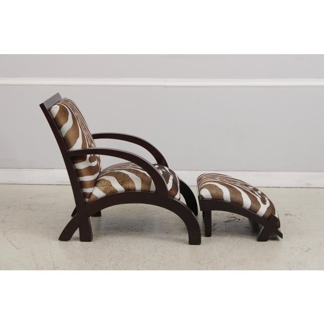 Art Deco Modern Style Zebra Print Chair & Ottoman For Sale - Image 4 of 18