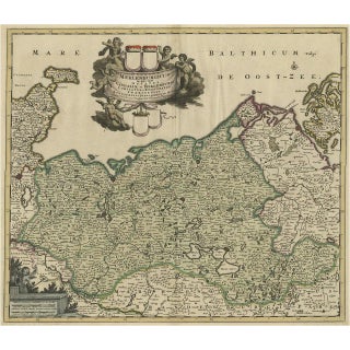 Map of the Duchy of Mecklenburg and Pomerania, Germany, 1680 For Sale