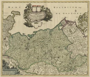 Map of the Duchy of Mecklenburg and Pomerania, Germany, 1680