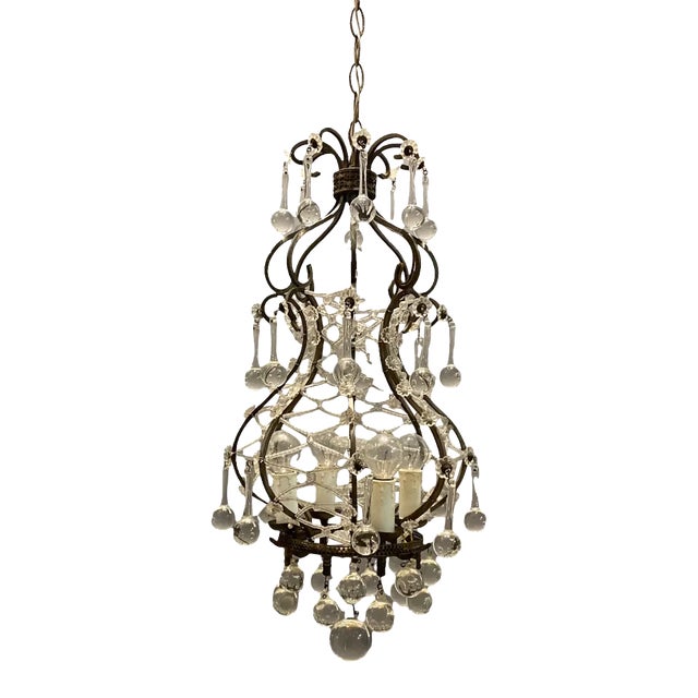 Vintage Italian Light Pendant with Murano Glass Drops For Sale - Image 9 of 13