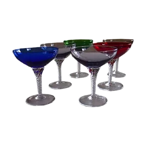 Mid-Century Murano Glass Colored Glasses, Set of 6