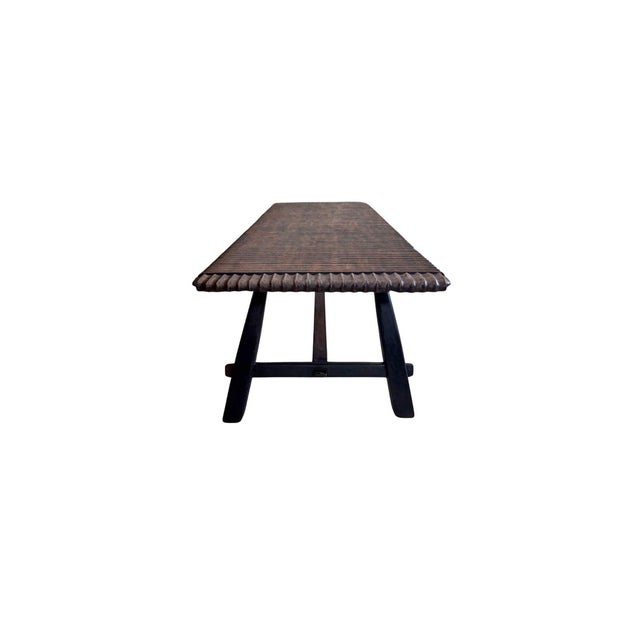 Not Yet Made - Made To Order Teak Wood Sofa Table, Hand-Carved Detailing Espresso Finish, Modern Organic For Sale - Image 5 of 10