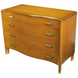Art Deco Four Drawer Bleached Mahogany Serpentine Front Commode