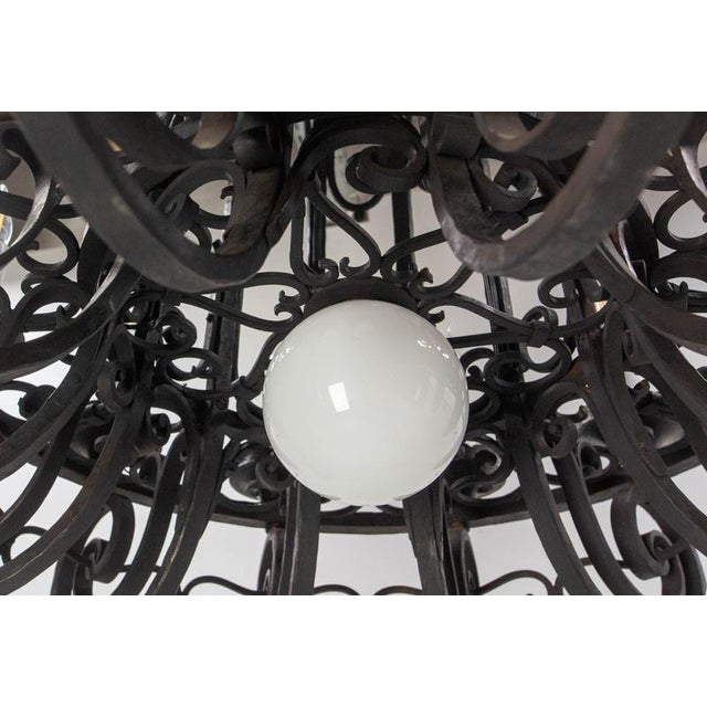 Vintage French Chandelier in Wrought Iron, 1920 For Sale - Image 10 of 15