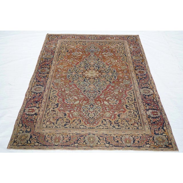 Late 19th Century Antique Mohtasham Kashan Rug 4'2'' x 6'9'' For Sale - Image 11 of 12