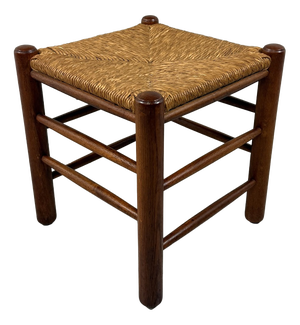 Oak Stool with Rush Seat, 1950s-1960s