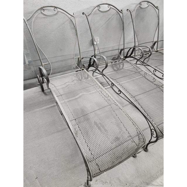 Vintage Woodard Wrought Iron Chaise Lounge Chairs Set of 3 Chairish