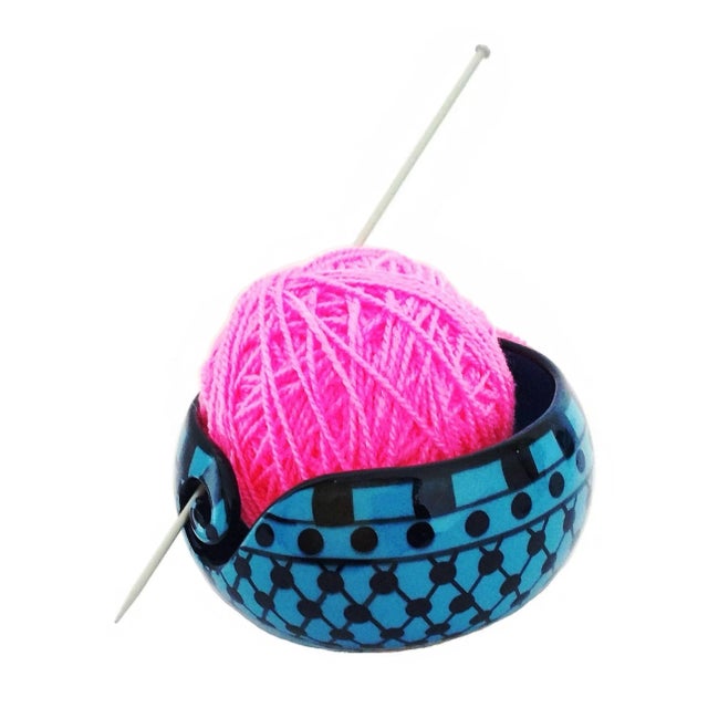 Handcrafted Dawn Blue Ceramic Yarn Bowl For Sale - Image 4 of 5