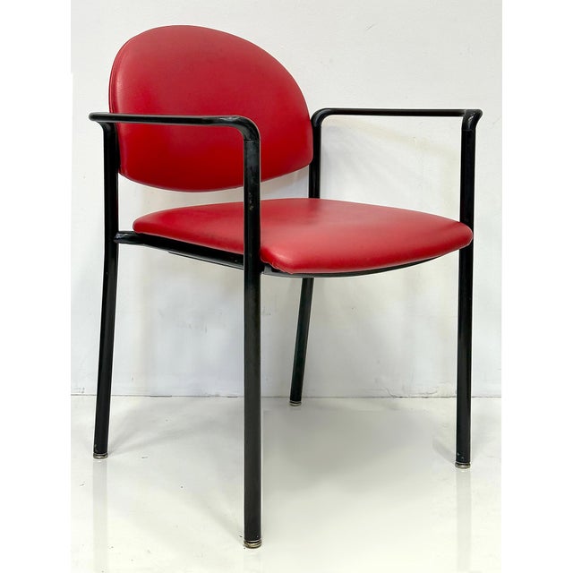 Postmodern Postmodern Vintage Upholstered Steel Dining Armchairs, Set of 4, Usa For Sale - Image 3 of 9