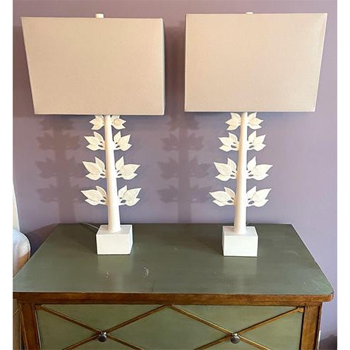 Add a whimsical touch to your home with this pair of heavy metal leaf-based table lamps. Reminiscent of Alberto...