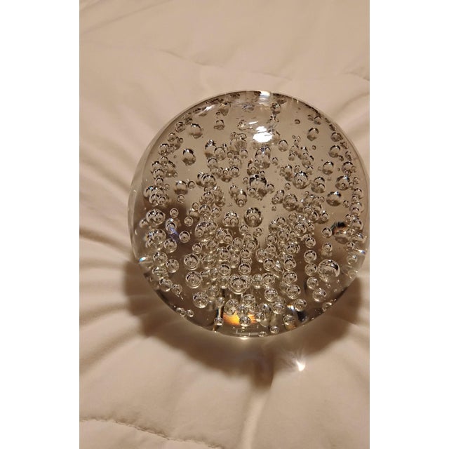 1970's Bullicante Controlled Bubbles Clear Paper Weight For Sale In Columbus, GA - Image 6 of 9