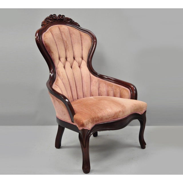 Vintage Kimball Victorian Mahogany Rose Flower Carved Parlor Chair Chairish