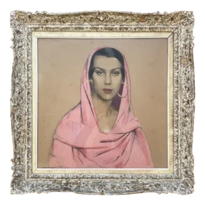 Gustave Brisgand, Portrait of a Veiled Woman, Mixed Media, 1920s-1940s