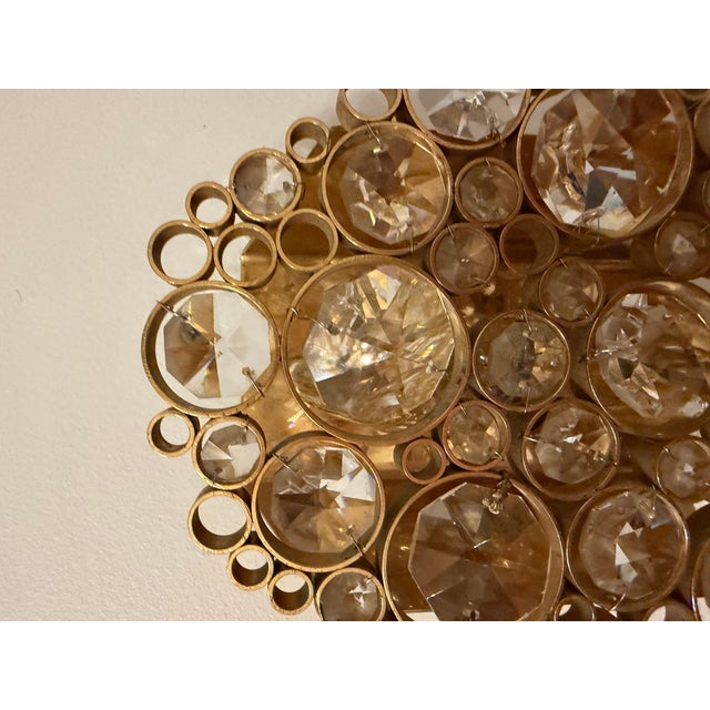 Brass 1960s Mid Century Modern Palwa Crystal 1 Wall Light For Sale - Image 8 of 13