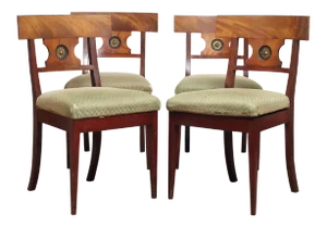 19th Century Danish Empire Mahogany Side Chairs- Set of 3