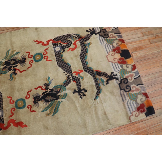 Black Dragon Tibetan Vintage Rug - 4'4" x 6'10" For Sale - Image 8 of 18