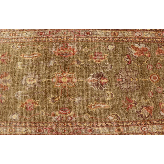 2020s Turkish Oushak Runner With Traditional All-Over Design in Yellow Green 2'7"x9'10" For Sale - Image 5 of 10