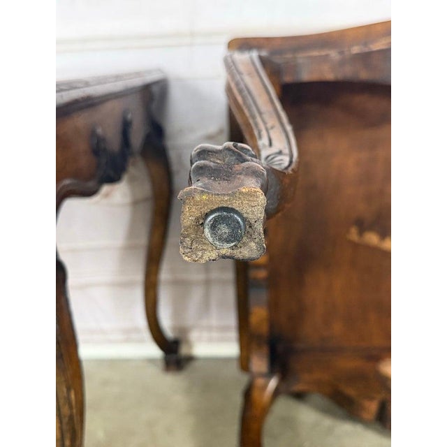 Pair of Louis XV Side Tables, Burl Walnut, Hand-Carved, Circa 1920s For Sale - Image 17 of 18