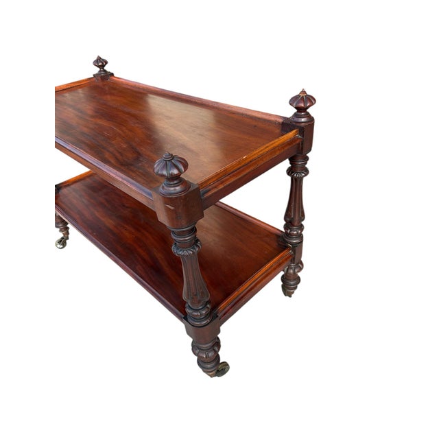 Wood 19th C English Mahogany Trolley on Brass Casters With Two Shelves For Sale - Image 7 of 11