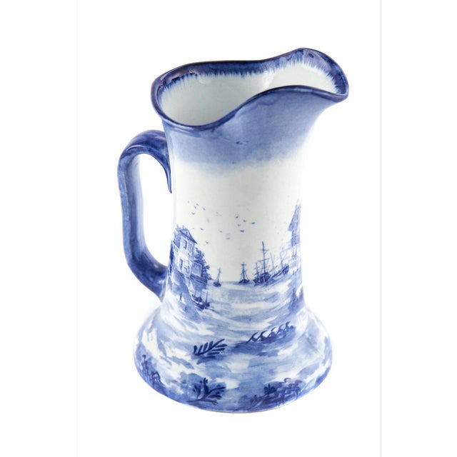 Ceramic Antique Blue and White Norfolk Windmill Jug, 1890 For Sale - Image 7 of 7