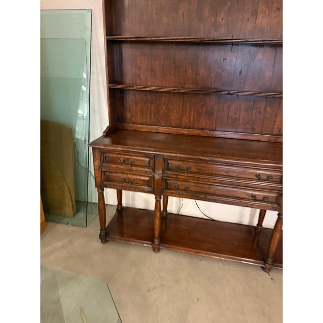 Welsh-Style Wood Hutch With Drawers, Two Piece For Sale - Image 10 of 12