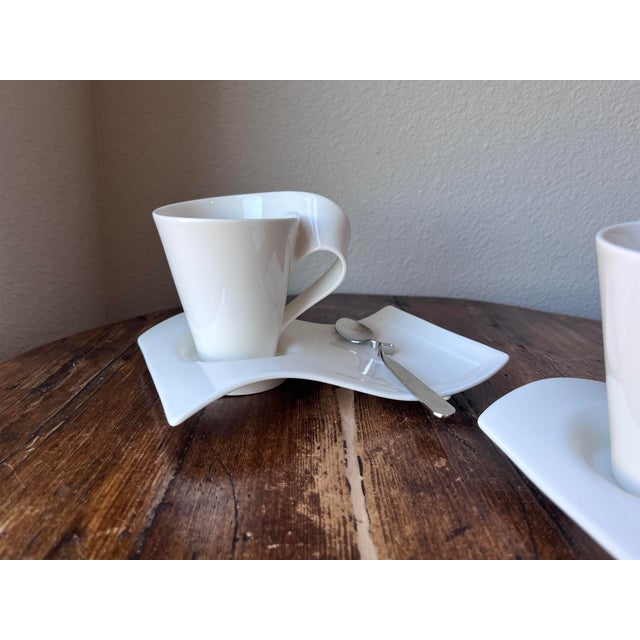 Villeroy and Boch New Wave Caffe Coffee Mugs and Saucers with Spoon Set Service for 2 person Includes: 2 Mugs - 5.25"...