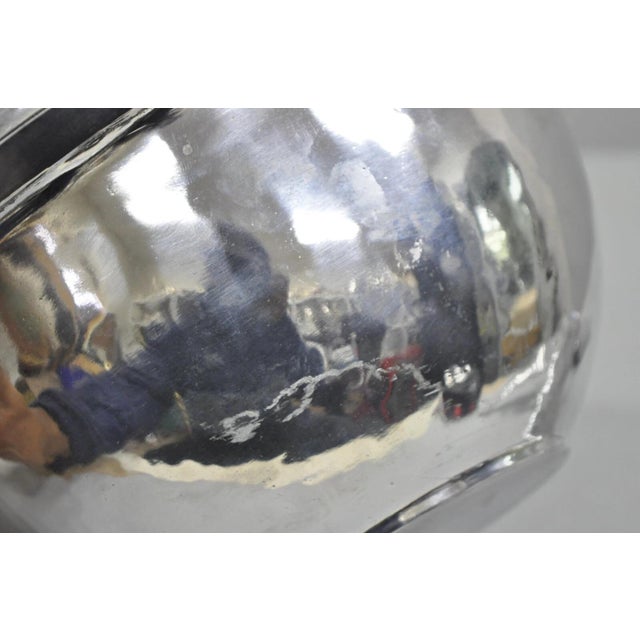 Silver Vintage Mariposa Brillante Mid Century Modern Aluminum Fish Salad Bowl With Utensils- 3 Pieces For Sale - Image 8 of 11