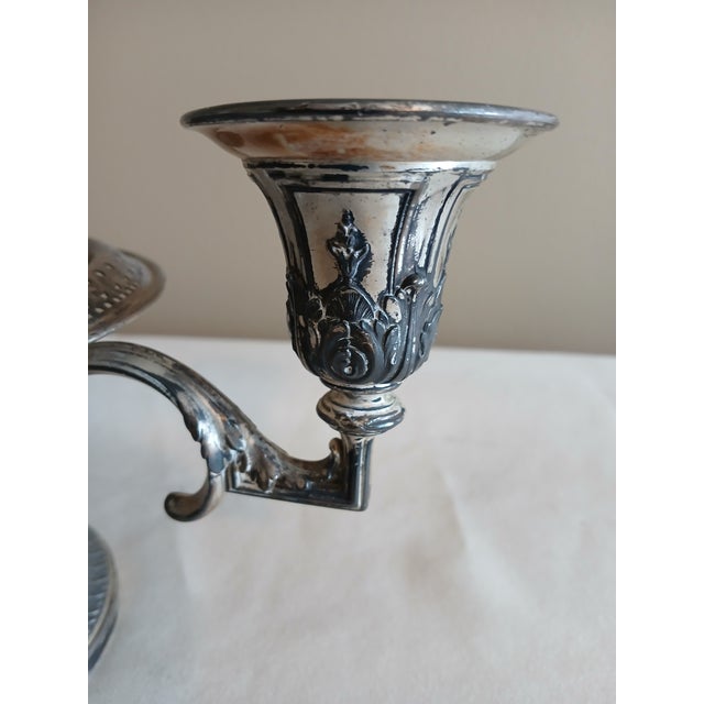 Late 19th Century Antique Silver Plate Meriden Double Wedding Basket Centerpiece For Sale - Image 5 of 9
