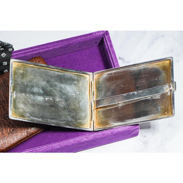 Exquisite Thomae Co. Sterling Silver Springer Spaniel Dog Hand Painted Enamel Antique Art Deco Cigarette Card Case For Sale - Image 9 of 14