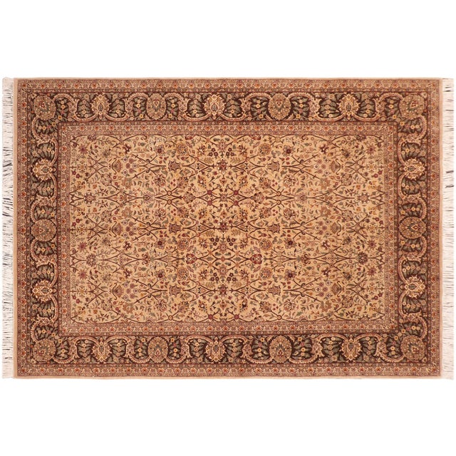 Brown Shabby Chic 1990's Pak-Persian Taupe/Brown Wool Rug - 6'2'' X 9'6'' For Sale - Image 8 of 9