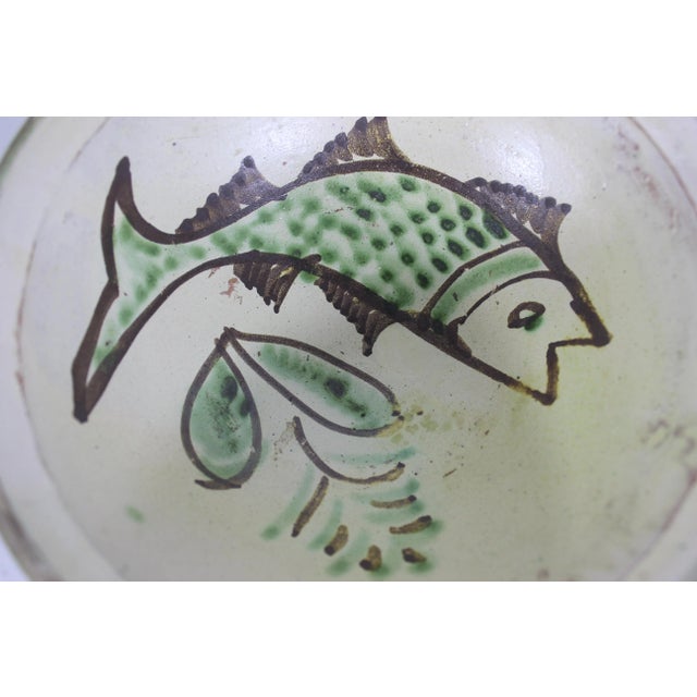 Vintage Clay Pottery Fish Bowl in the Style of Byzantine Half Glazed Ceramics For Sale - Image 9 of 9