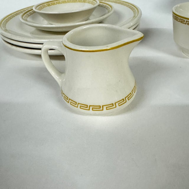 Ceramic 1950s Mediterranean Homer Laughlin Restaurant Quality Gold Greek Key Banded Dinnerware - 19 Pieces For Sale - Image 7 of 11