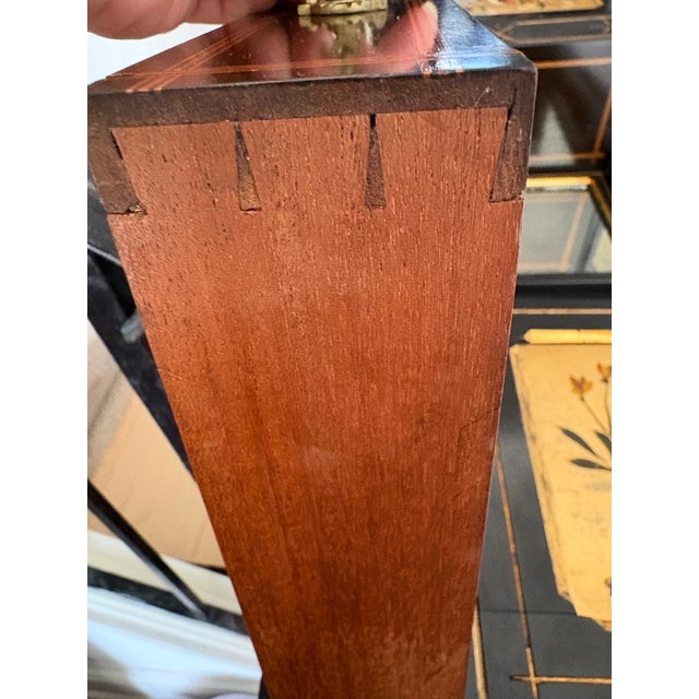 Vintage Chinoiserie Bonheur Du Jour Desk With Hand-Painted Panels & Mirror For Sale - Image 12 of 12