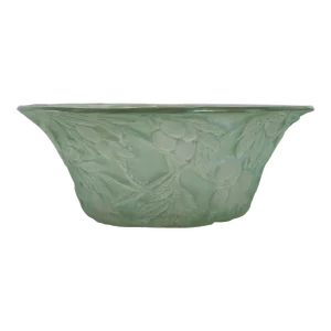Antique Consolidated Glass in Green Wash With Olive Branch Design Bowl