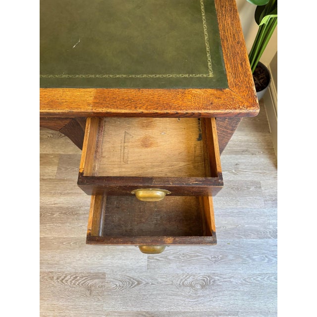 Vintage Presidential Writing Desk in Oak with Original Leather Top, 1936 For Sale - Image 13 of 16