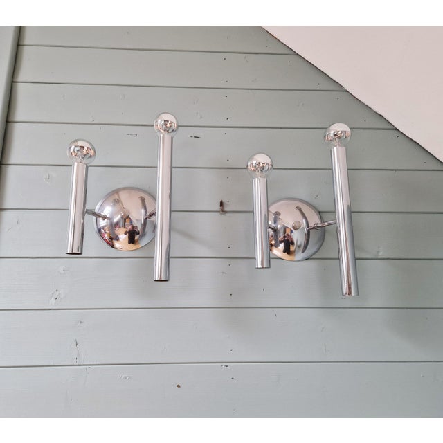 Space Age Wall Sconces in Chromed Metal by G. Sciolari, 1970, Set of 2 For Sale - Image 12 of 12