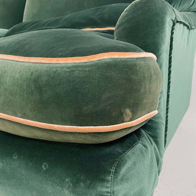 Italian Modern Raffle Green Velvet Sofa by Vico Magistretti for De Padova, 1990s For Sale - Image 13 of 18