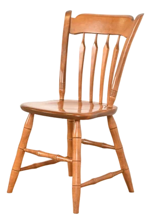 Ethan Allen American Carved Solid Maple Spindle Back Side Chair or Desk Chair