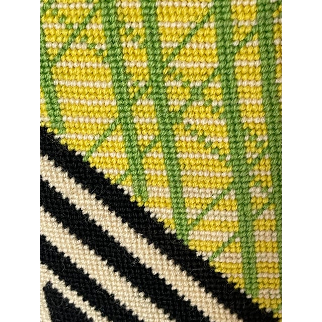 Vintage Needlepoint Abstract Art Deco Pillow, Signed For Sale - Image 4 of 6