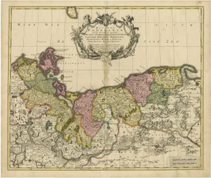Map of the Duchy of Pomerania Antique Engraving by P. Schenk Jr., 1750