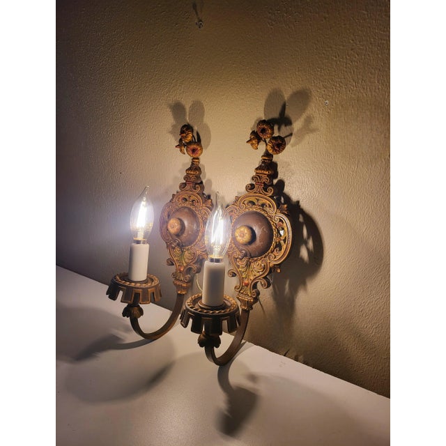 Brown Art Deco Poly Chrome Sconces - a Pair For Sale - Image 8 of 9