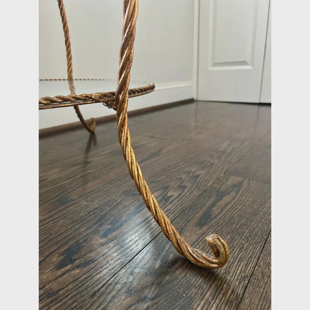 Vintage Italian Style Gilt Metal Twisted Rope Etagere Shelf For Sale - Image 4 of 4