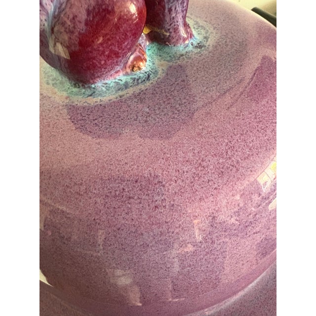 Temple Jars 1980s Purple Pottery a Pair 49” Tall For Sale - Image 9 of 12