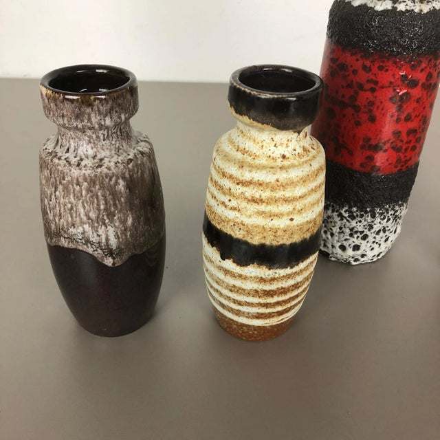 Vintage Multicolor Fat Lava Pottery Vases by Scheurich, Germany, Set of 4 For Sale - Image 13 of 18