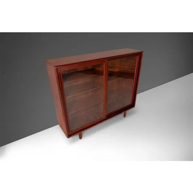 Danish Modern Glass Front Bookcase / Display Cabinet by Harry Ostergaard in Teak, circa 1960s For Sale - Image 10 of 13