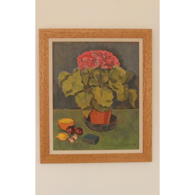 Olax, Pink Hydrangea with Fruit, 1950, Oil on Panel, Framed For Sale - Image 7 of 18