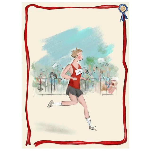 Illustration "The Marathon Runner" Limited Edition Print on Etching Paper by Tug Rice For Sale - Image 3 of 3