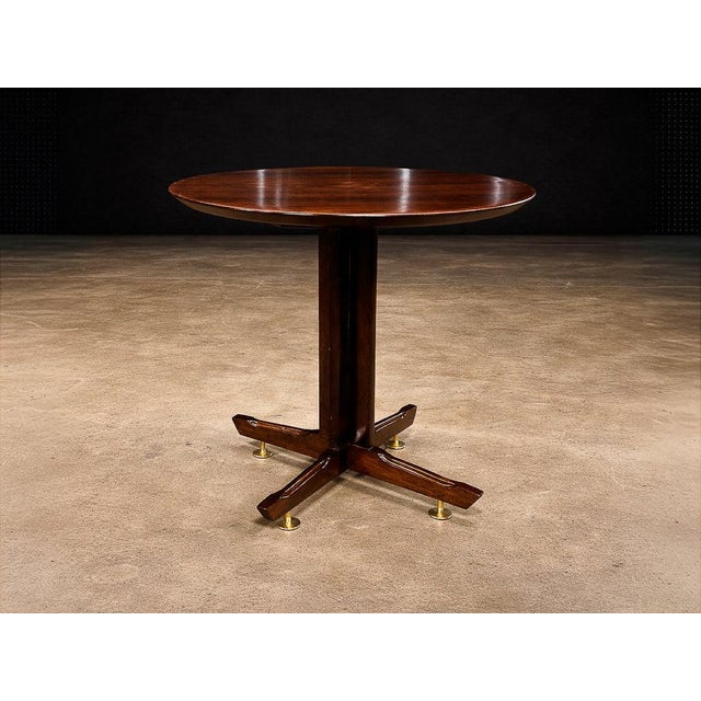 Round Side Table in Brazilian Rosewood With Brass Feet, Brazil, 1950s For Sale In New York - Image 6 of 13